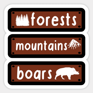 Wild boar forest mountains design men fan hunter Sticker